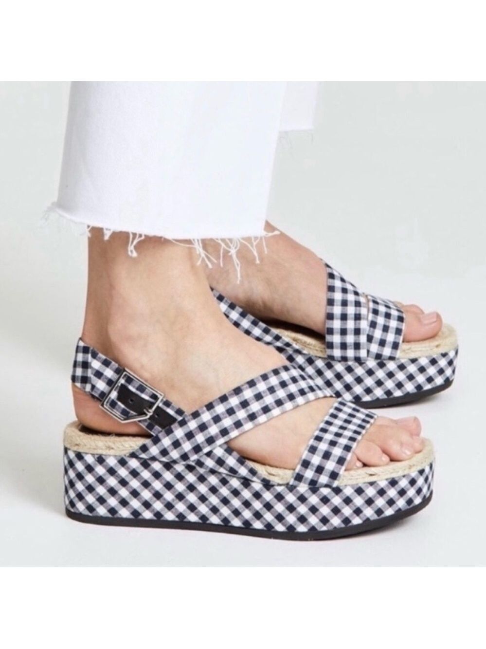 Rag & Bone Gingham Espadrille Platform Sandals - Picture 11 of 11